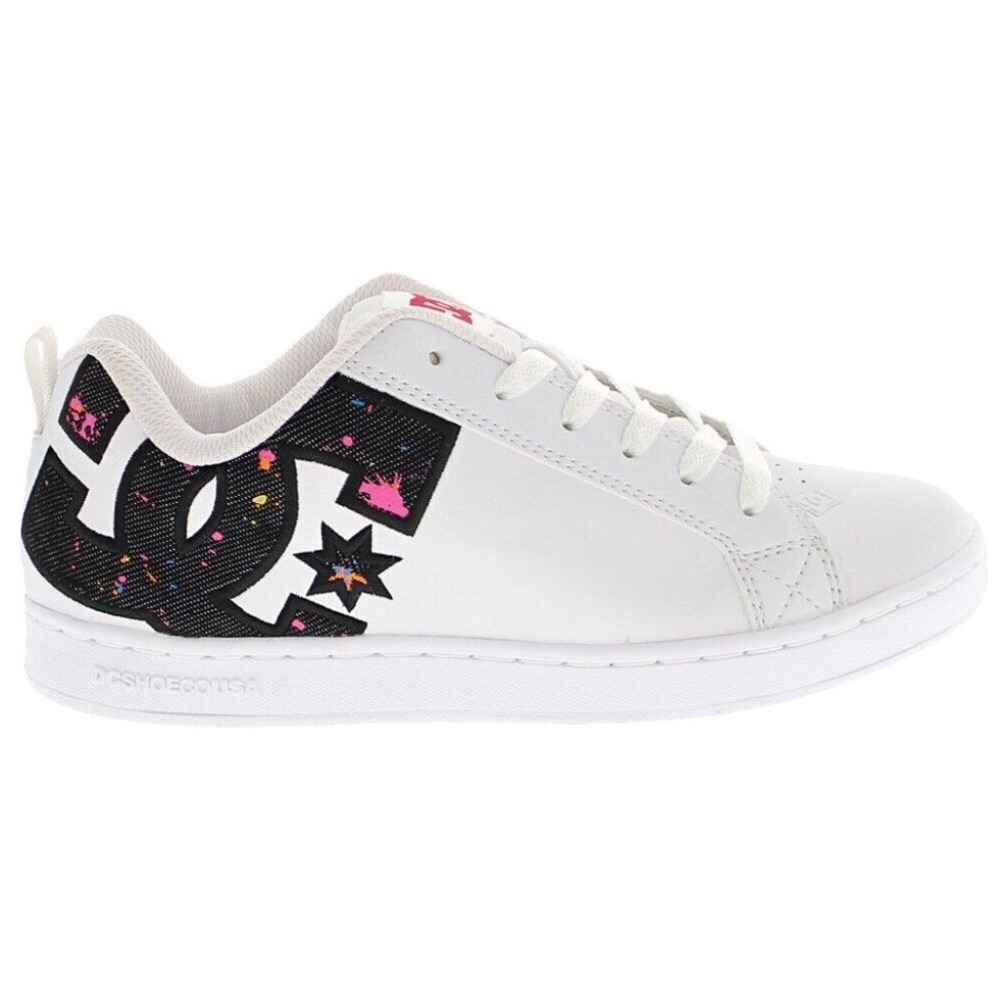 DC Shoe USA Court Graffik: Women White with Black Print (US Size 8, UK Size 6)